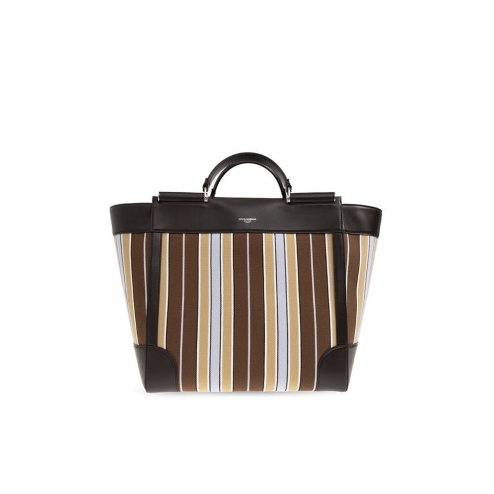 Jacquard handbag with striped pattern